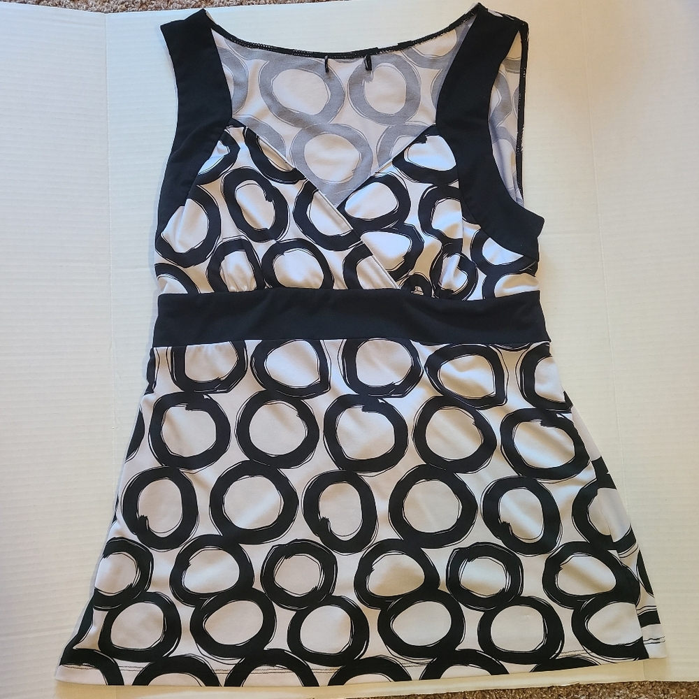 Y2K White Black Tie-back Sleeveless Blouse See Notes Estimated Size XL